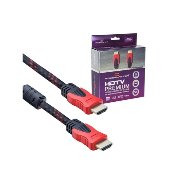 HDMI Kablo 5 Mt. 1.4 V Örgülü Powermaster