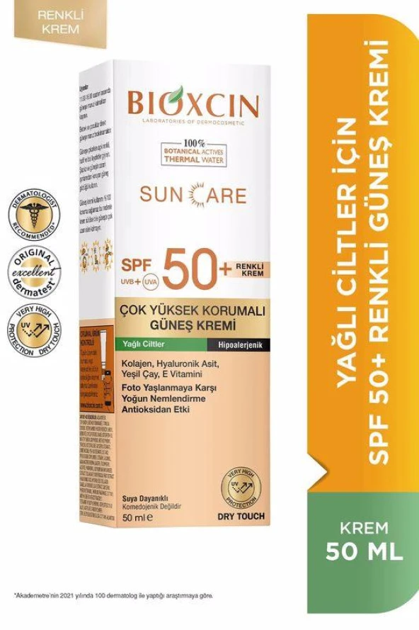 Bioxcin Sun Care SPF50+ Yağlı Ciltler Çok Yüksek Korumalı Renkli Güneş Kremi 50 ml - 2