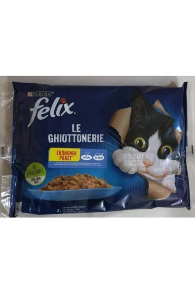 Felix Kedi Maması Somonlu & Ton Balıklı Ekonomik Paket (4x85gr) X 12 Adet