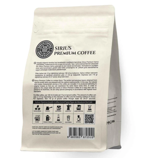 Sirius Premium Espresso Blend Como 250 gr - Resim 2