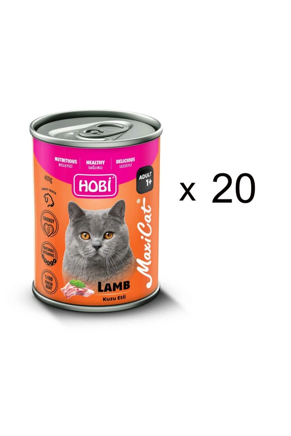 HOBİ Hobi Maxicat Kuzulu Kedi Konserve Mama 400 g (20 Adet)