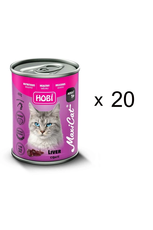 HOBİ Hobi Maxicat Ciğerli Kedi Konserve Mama 400 g (20 Adet)
