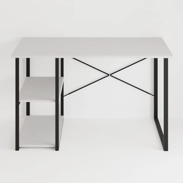 Eportatif Çalışma Masası Raflı Ofis Laptop Bilgisayar Masası Beyaz 1180 - 6