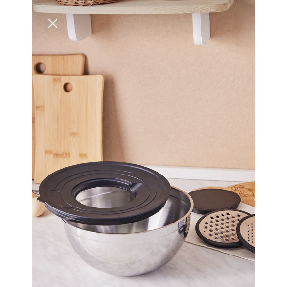 4 Parça Çırpıcılı Rendeli Karıştırma Ve Saklama Kabı 24 Cm - 3