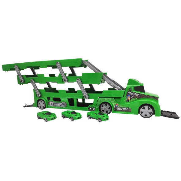 King Toys Mine Truck 3 Arabalı Yeşil Tır TKM-1033 - 4