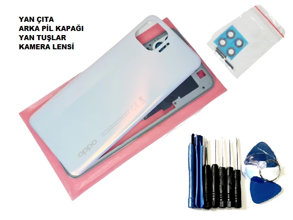 Oppo Reno 4 Lite kasa Arka Pil Kapağı FULL TAMİR SETİ BEYAZ ürün görseli 1