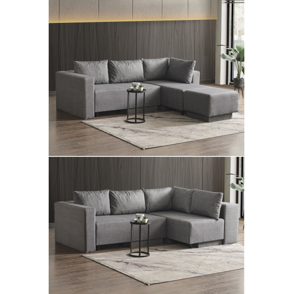 KAGU CORNER POLY-L KÖŞE TAKIMI-KANEPE-YATAK-DİNLENME-GRİ - 2