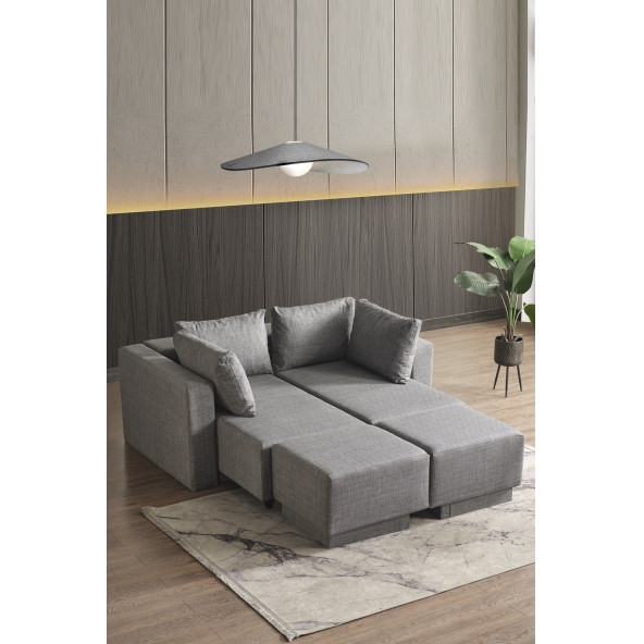 KAGU CORNER POLY-L KÖŞE TAKIMI-KANEPE-YATAK-DİNLENME-GRİ - 3