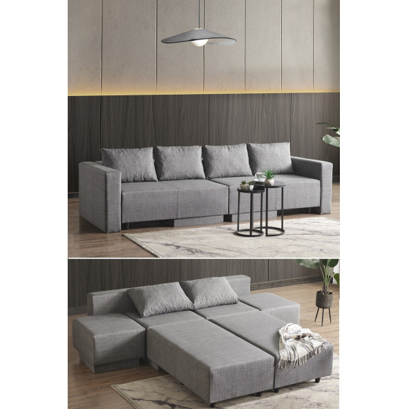 KAGU CORNER POLY-L KÖŞE TAKIMI-KANEPE-YATAK-DİNLENME-GRİ - 4