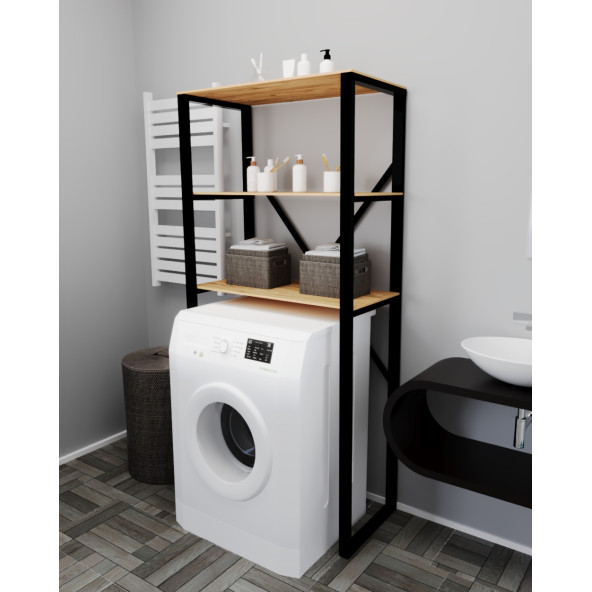 Eportatif Çamaşır Makinesi Üstü Düzenleyici Raf Banyo Dolabı Rafı Makina Üstü Dolap Raf Çam - 2