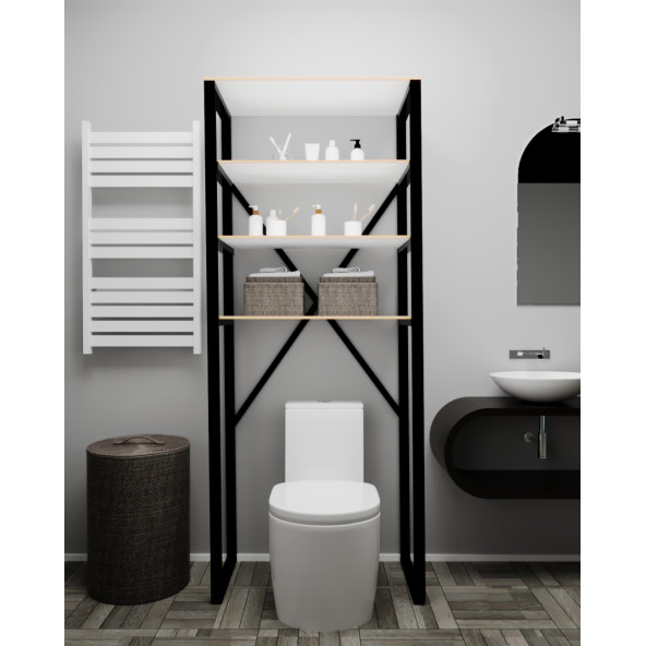 Eportatif Klozet Üstü Düzenleyici Raf Banyo Düzenleyici Klozet Üstü Raf Banyo Raf Dolap Beyaz