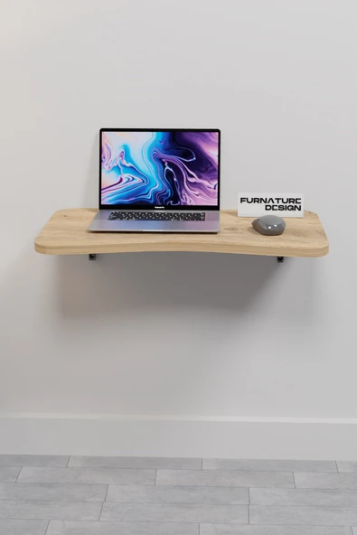 FurnatureDesign Katlanabilir Duvar Masa 60x35 Cm Duvara Monte Kırma Bilgisayar Atlantik Çam Renk Mutfak Masası - 2