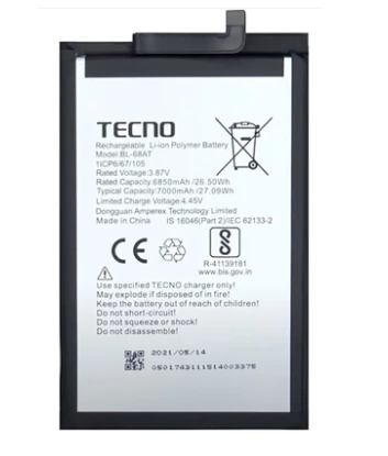 Tkgz Tecno Pova 2 Batarya Pil Sıfır Orijinal