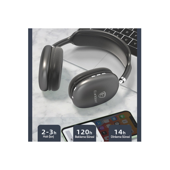 Earldom Bh102 Kafaüstü Bluetooth Kulaklık - Siyah - 5