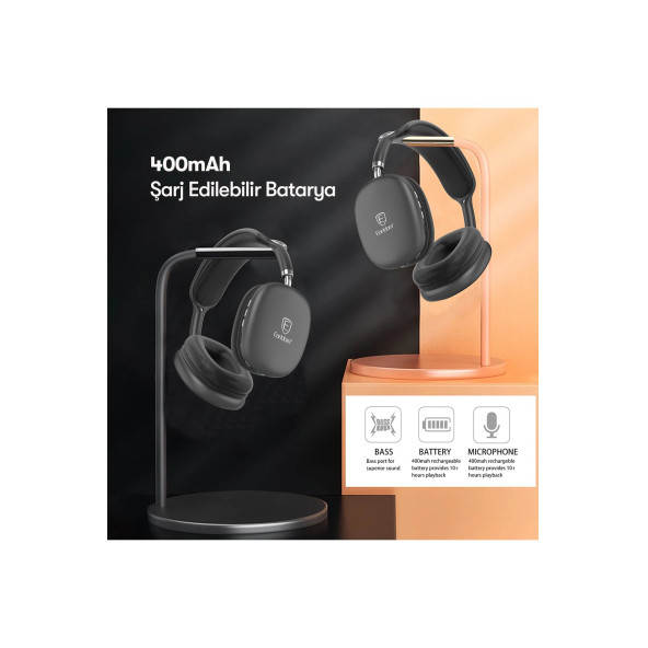 Earldom Bh102 Kafaüstü Bluetooth Kulaklık - Siyah - 7