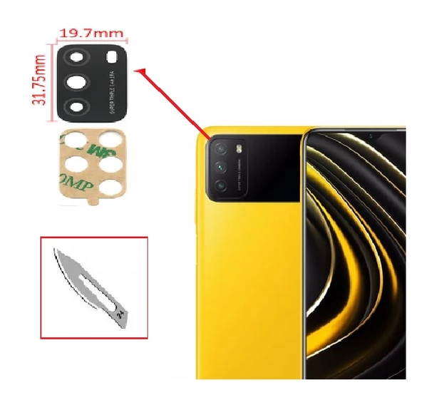 Tkgz Xiaomi POCOPHONE M3 Arka Kamera CAM Lensi + Bistüri Ucu ürün görseli 1