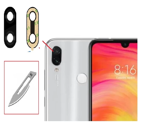 Tkgz Xiaomi Redmi NOTE 7 Arka Kamera CAM Lensi + Bistüri Ucu ürün görseli 1