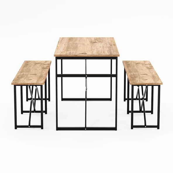 Eportatif Masa Takımı Bench Bank Masa Seti 120x60 Masa Mutfak Masası Yemek Masası 1224 - 4