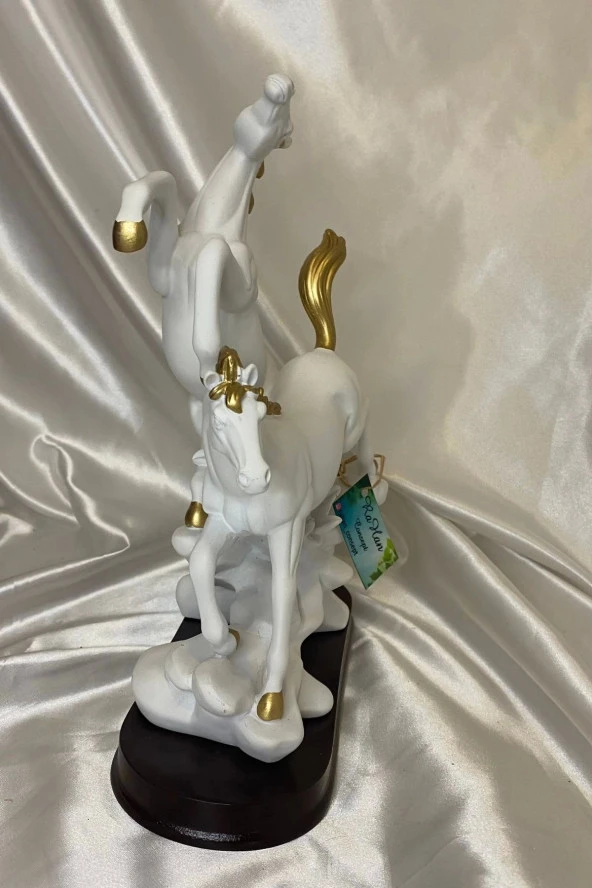 Kaideli Yılkı Kır At lar Biblo Polyester Heykel Şık Tasarım Beyaz - Resim 6