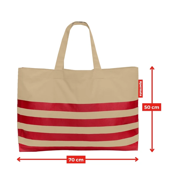 XPERMATE Mega Tote Çanta - Su İtici Plaj Çantası Günlük Omuz Çantası ve Kol Çantası The Tote Bag Bej - 3