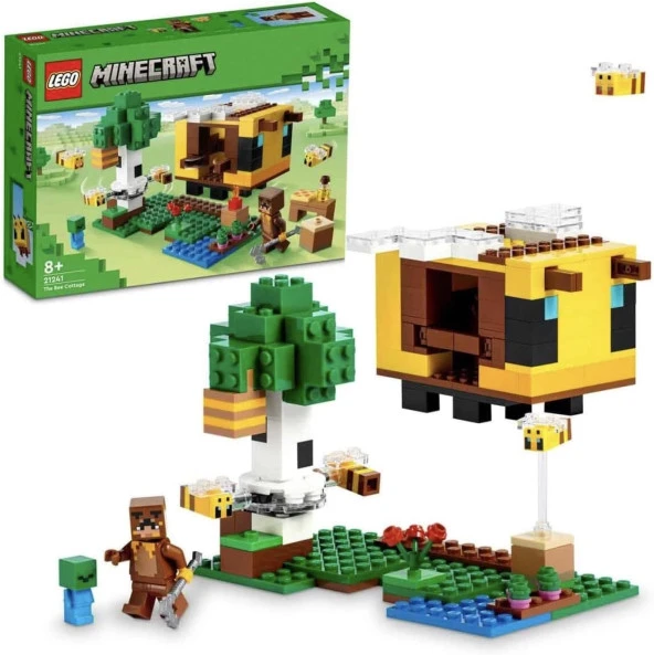 LEGO® Minecraft® Arı Evi 21241-8 Yaş ve Üzeri Çocuklar için Arı Çiftliği ve Arı Kovanı İçeren Oyuncak Yapım Seti (254 Parça)