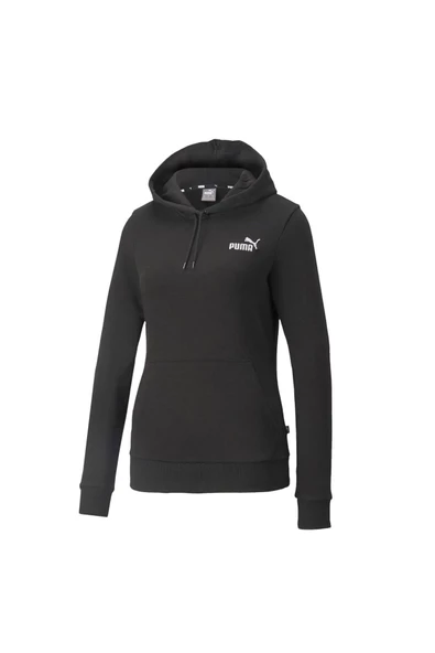 Puma Ess+ Embroidery - Kadın Siyah Kapüşonlu Spor Sweatshirt - 848332 01 - 2