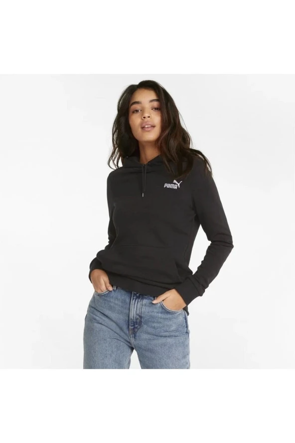 Puma Ess+ Embroidery - Kadın Siyah Kapüşonlu Spor Sweatshirt - 848332 01