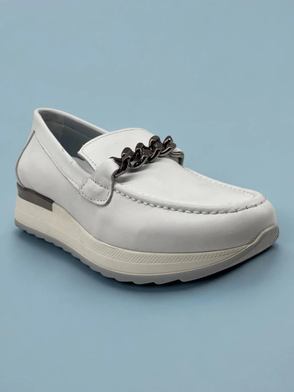 Mammamia D24YA-3075 Hakiki Deri Beyaz Kadın Günlük Ayakkabı