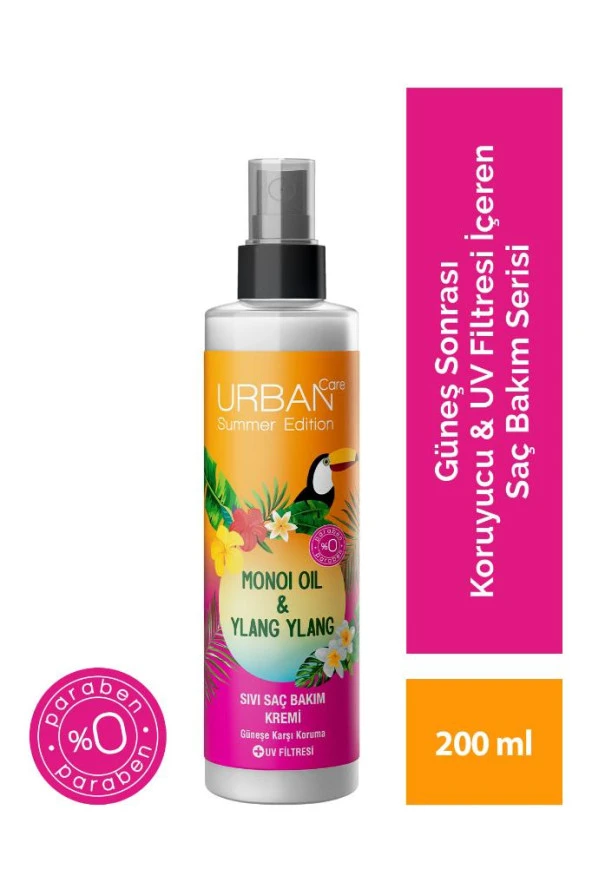 Urban Care Summer-Monoi Yağı&Ylang Ylang Güneş Koruyucu Sıvı Saç Bakım Kremi-Vegan-200ML