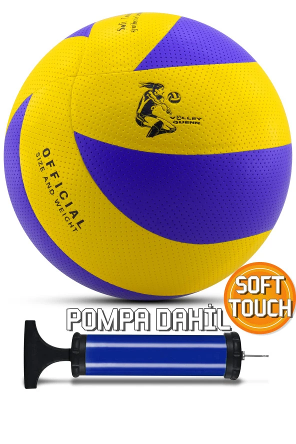 Yapıştırma Voleybol Topu Pompalı Set Soft Touch İç-Dış Mekan Uygun 8 Panel Mavi 280 Gram