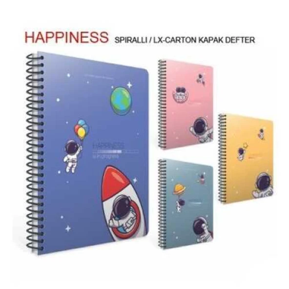 Gıpta Happiness A5 80 Yaprak Çizgili Spiralli Defter