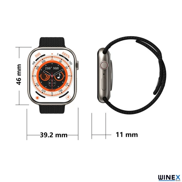 Global 2023 Watch 9 Pro Amoled Ekran Android İos Uyumlu Akıllı Saat Siyah WNE0930