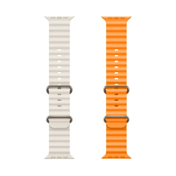 Global 2 Adet 42-49mm Yeni Nesil Apple Uyumlu Akıllı Saat Kordonu Silikon Beyaz ve Turuncu WNE0980