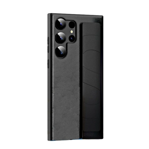 Global Samsung Galaxy S24 Ultra Uyumlu Premium  Case Parmak Askılı Telefon Kılıfı Siyah WNE1084
