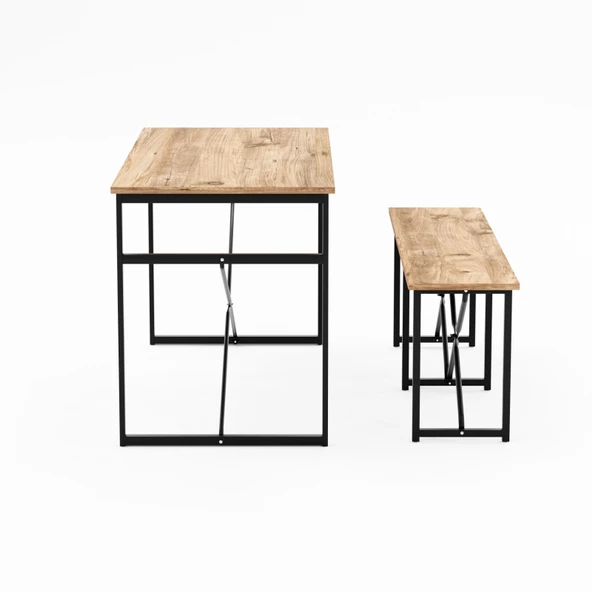 Eportatif Masa Takımı Bench Bank Masa Seti 120x60  Masa Mutfak Masası Yemek Masası 1228 - 7
