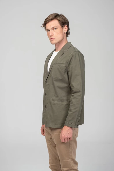 CEKMON Erkek %100 Pamuk Esnek Kumaşdan Parça Boya İçi Astarsız Spor Ceket - 2