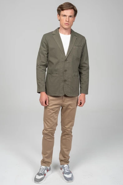 CEKMON Erkek %100 Pamuk Esnek Kumaşdan Parça Boya İçi Astarsız Spor Ceket - 6