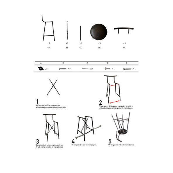 Eportatif Mutfak Sandalyesi Bar Taburesi Füme 1230 - 3