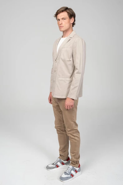 CEKMON Erkek %100 Pamuk Esnek Kumaşdan Parça Boya İçi Astarsız Spor Ceket - 9