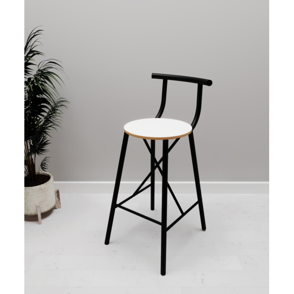 Eportatif Mutfak Sandalyesi Bar Taburesi Beyaz 1231 - 2