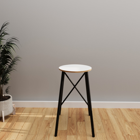 Eportatif Bar Sandalyesi Bar Taburesi Mutfak Sandalyesi Beyaz 1232