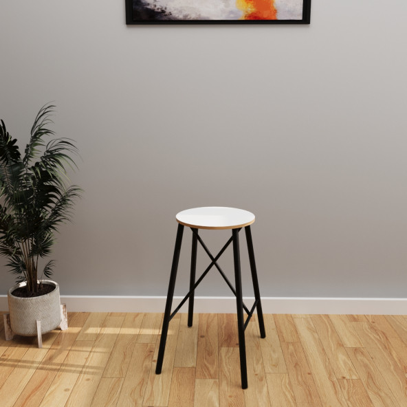 Eportatif Bar Sandalyesi Bar Taburesi Mutfak Sandalyesi Beyaz 1232 - 2