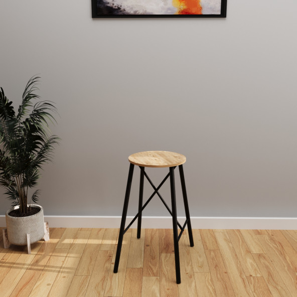 Eportatif Atlantik Çam Bar Sandalyesi Bar Taburesi Mutfak Sandalyesi 1235 - 2