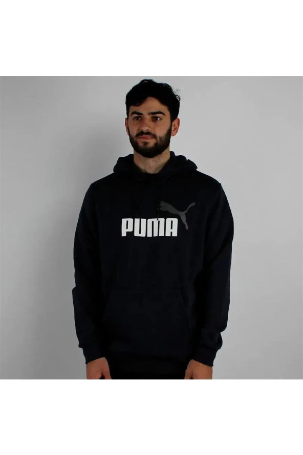Puma Ess+ 2 Col - Erkek Siyah Pamuklu Kapüşonlu Sweatshirt - 586764 61