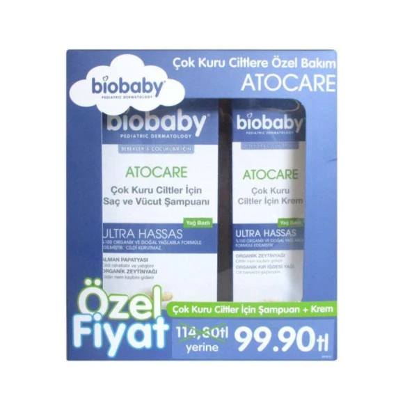 Biobaby Atocare Çok Kuru Ciltlere Özel Bakım Şampuan 300 ml + Krem 100 ml