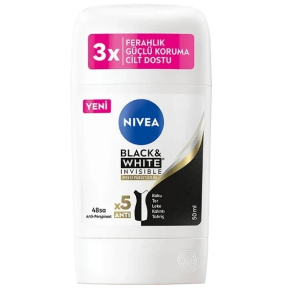 Nivea Kadın Stick Deodorant Black&White Invisible 50ml - 1