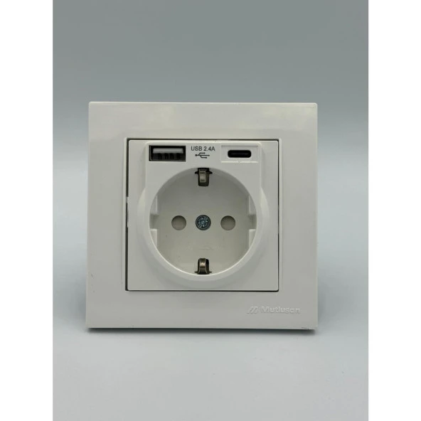 Mutlusan Rita Beyaz USB + Type C Şarjlı Topraklı Priz - 2