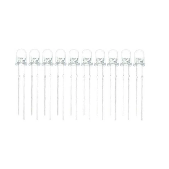 3mm Şeffaf Beyaz Led Paketi - 50 Adet