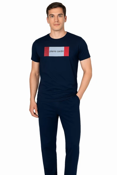 Pierre Cardin  Erkek Kısa Kollu  Yuvarlak Yaka Penye Pijama Takımı