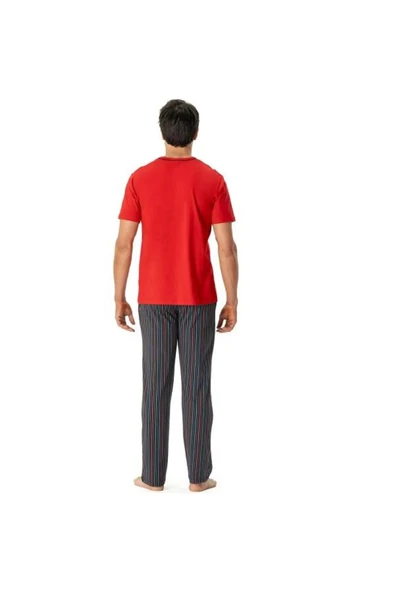 U.S. Polo Assn. Erkek Çizgili Yuvarlak Yaka Pijama Takımı - 3